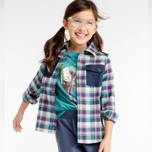 L.L. Bean Multicolor Plaid Flannel Snap buttons Shirt for kids size Large 14-16